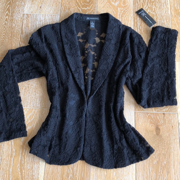 INC International Concepts Jackets & Blazers - Amazing Black Stretch Sheer Lace Blazer NWT